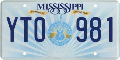MS license plate YTO981