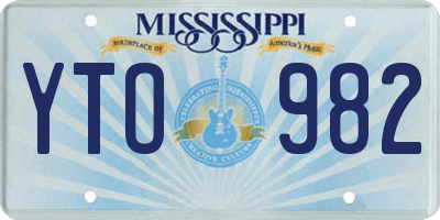 MS license plate YTO982