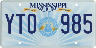 MS license plate YTO985