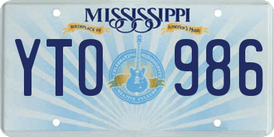 MS license plate YTO986