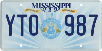 MS license plate YTO987