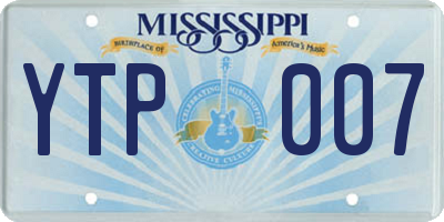MS license plate YTP007