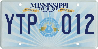 MS license plate YTP012