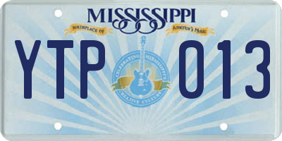 MS license plate YTP013