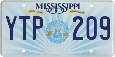MS license plate YTP209