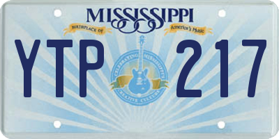 MS license plate YTP217