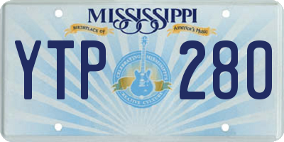 MS license plate YTP280