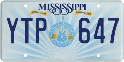 MS license plate YTP647