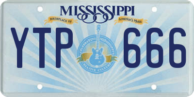 MS license plate YTP666