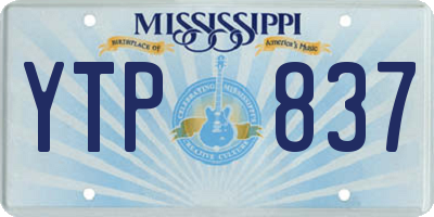 MS license plate YTP837