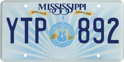 MS license plate YTP892