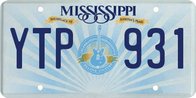 MS license plate YTP931