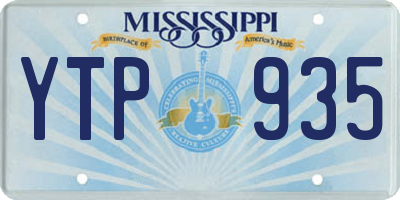 MS license plate YTP935