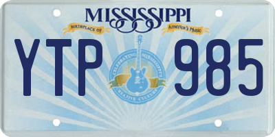 MS license plate YTP985