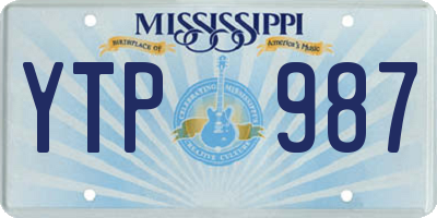 MS license plate YTP987