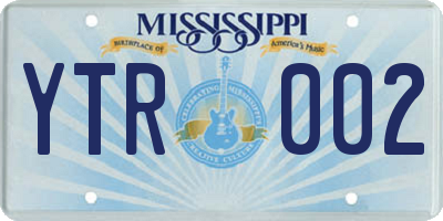 MS license plate YTR002