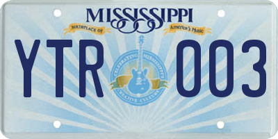 MS license plate YTR003
