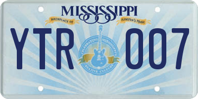 MS license plate YTR007