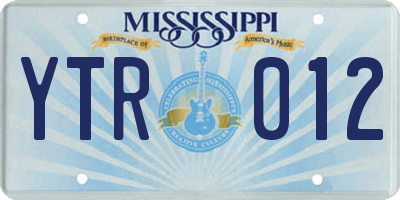 MS license plate YTR012