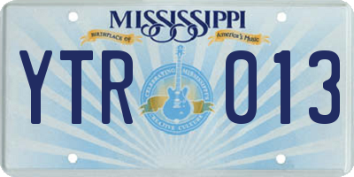 MS license plate YTR013