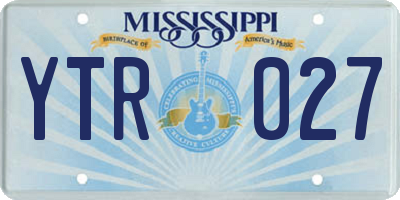 MS license plate YTR027