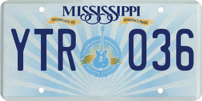 MS license plate YTR036