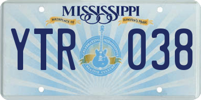 MS license plate YTR038