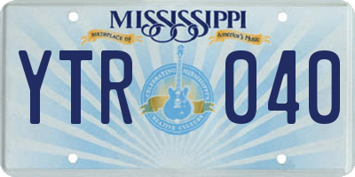 MS license plate YTR040