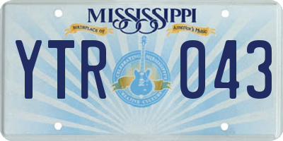 MS license plate YTR043