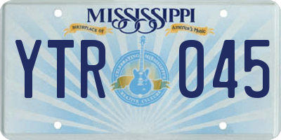 MS license plate YTR045