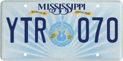 MS license plate YTR070