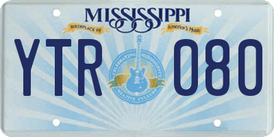 MS license plate YTR080