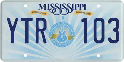 MS license plate YTR103