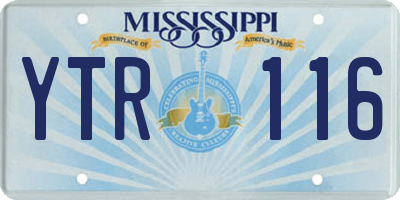 MS license plate YTR116