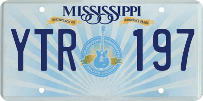 MS license plate YTR197