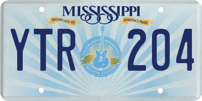 MS license plate YTR204