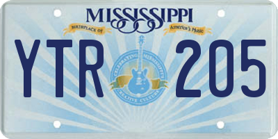 MS license plate YTR205