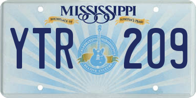 MS license plate YTR209