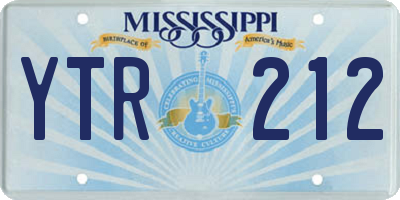 MS license plate YTR212