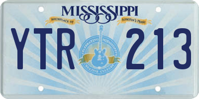 MS license plate YTR213