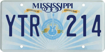 MS license plate YTR214