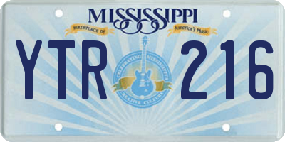 MS license plate YTR216