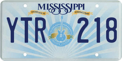 MS license plate YTR218