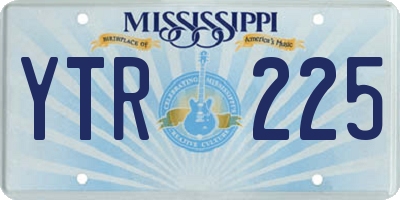 MS license plate YTR225