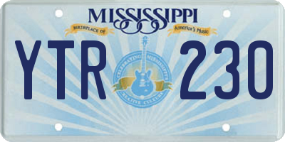 MS license plate YTR230