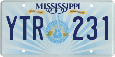 MS license plate YTR231