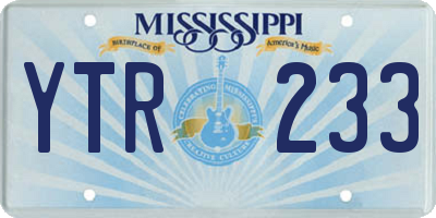 MS license plate YTR233