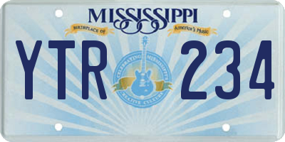 MS license plate YTR234