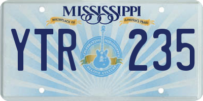 MS license plate YTR235