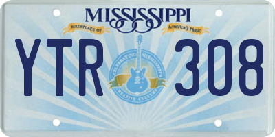 MS license plate YTR308